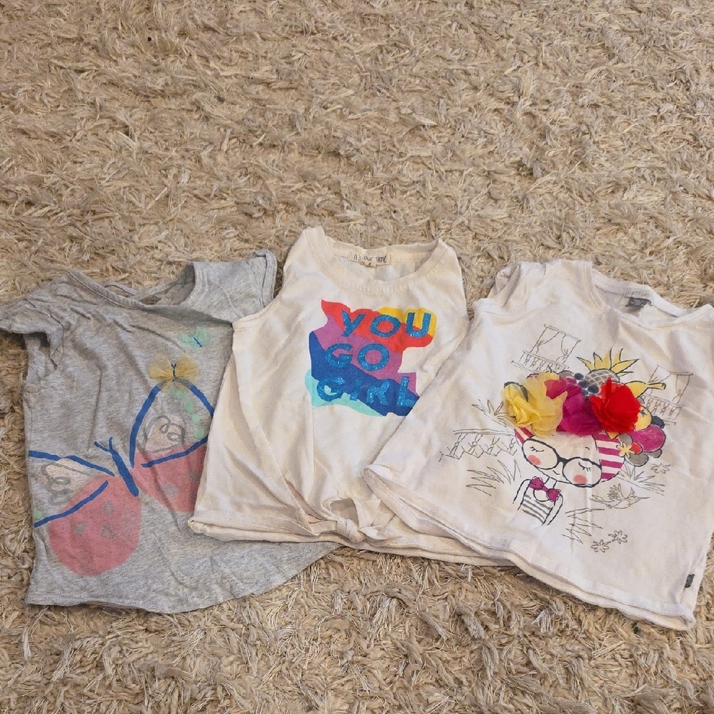 Petit Lem Gray and White Short Sleeve Tees